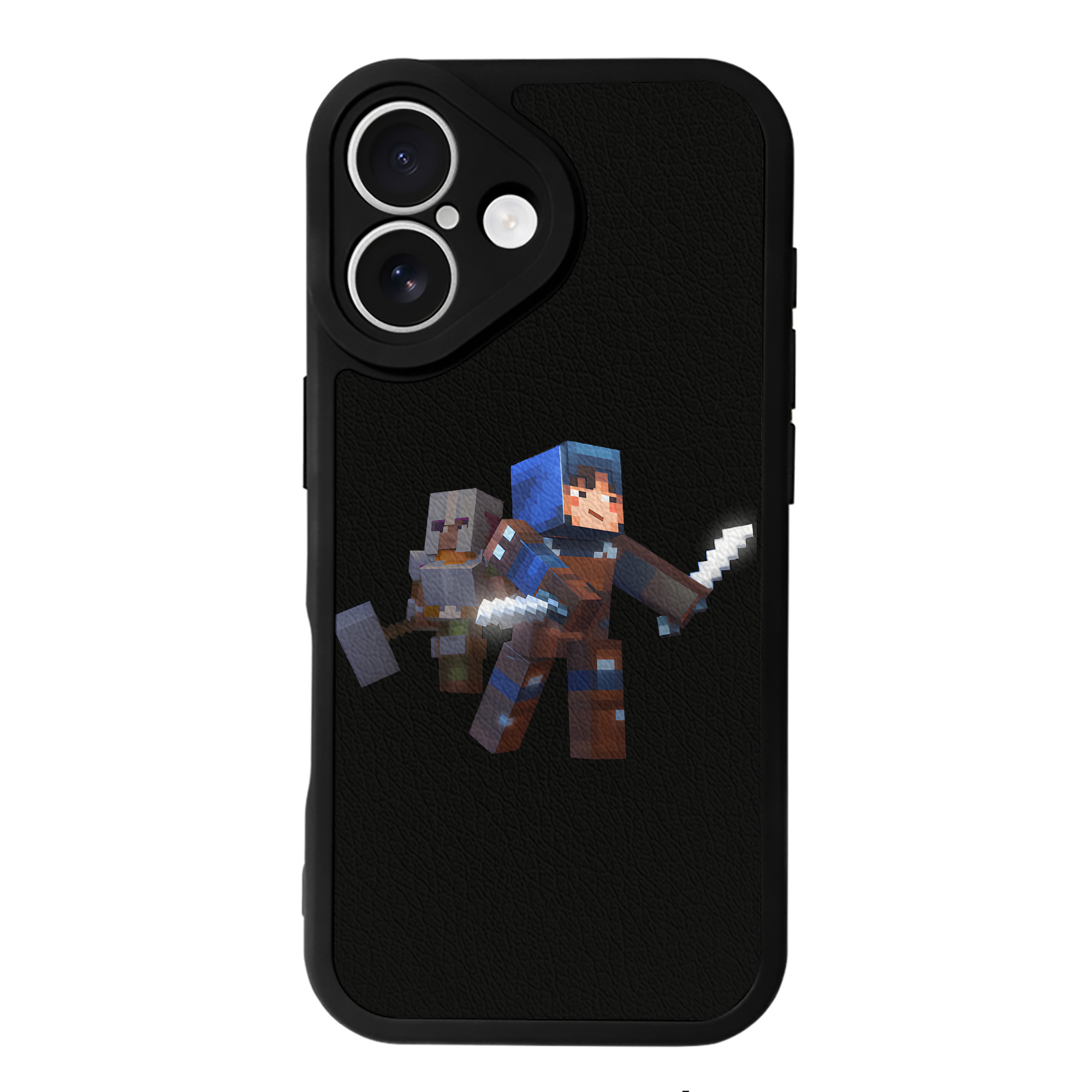 （画像用） マインクラフト ブロックの世界 Minecraft MC Block world 【iPhone 16シリーズ対応】シリコンスマホケース（レザー調） 材質：シリコン